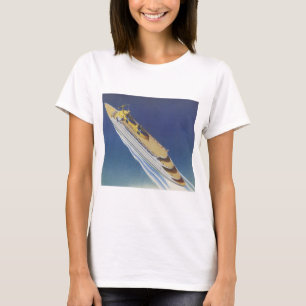 T-shirt Vue aérienne d'un bateau de croisière Vintage dans