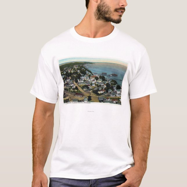 T-shirt Vue aérienne orientale de ville de pèlerin (Devant)