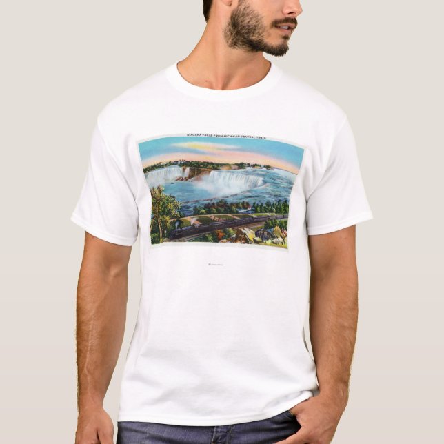 T-shirt Vue centrale de train du Michigan des chutes du (Devant)