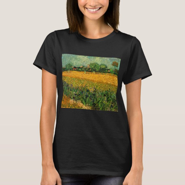 T-shirt Vue d'Arles avec iris par Vincent van Gogh (Devant)
