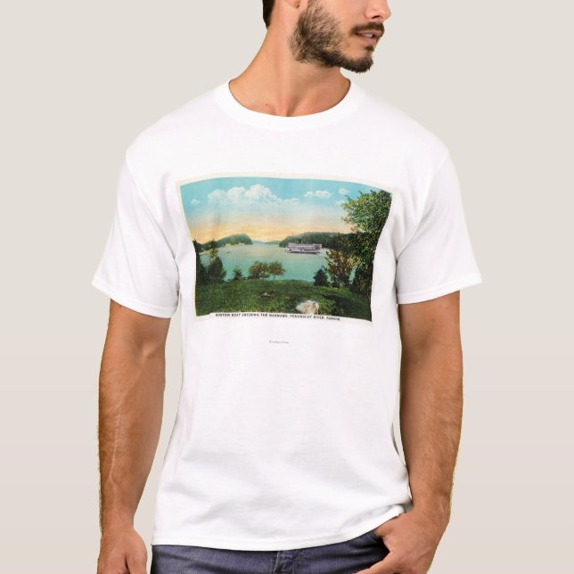 T-shirt Vue de bateau de Boston entrant dans les étroits (Devant)