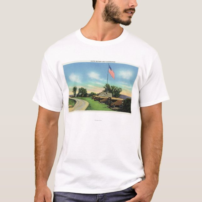 T-shirt Vue de la bastion du sud de batterie et de drapeau (Devant)