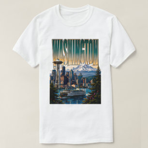 T-shirt Vue de la chaîne de montagnes Evergreen et de la s