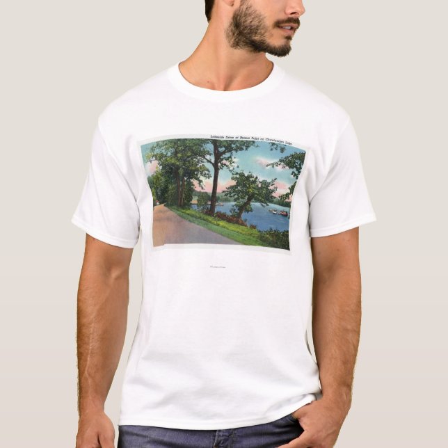 T-shirt Vue de la commande de Lakeside le long du lac (Devant)