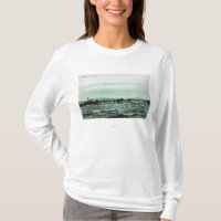 Vue de la pêche de la Seine de pêcheurs, chariots