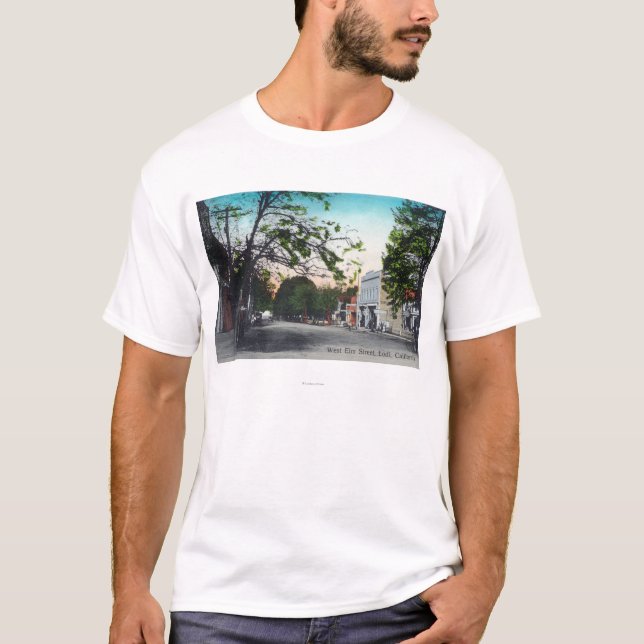 T-shirt Vue de l'orme occidental StreetLodi, CA (Devant)