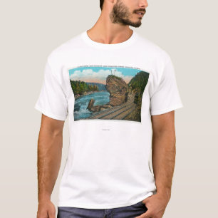 T-shirt Vue de roche et de ligne de tramway géantes