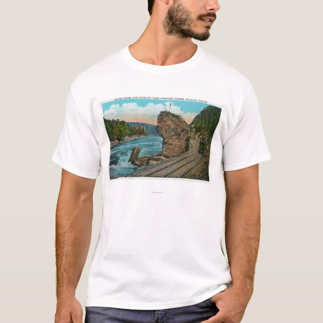 T-shirt Vue de roche et de ligne de tramway géantes (Devant)