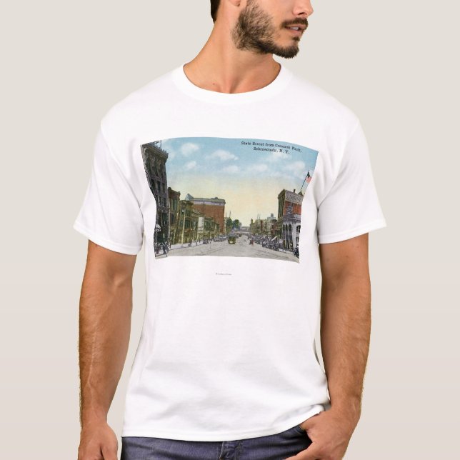 T-shirt Vue de rue d'état de parc en croissant (Devant)