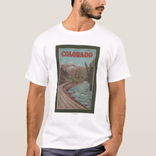 T-shirt Vue de train à côté de rivière - affiche de vo
