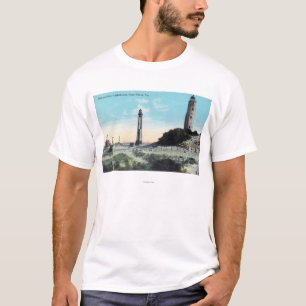 T-shirt Vue de vieux et nouveau LighthouseCape Henry, VA