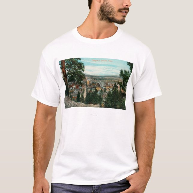 T-shirt Vue de ville par les arbres (Devant)