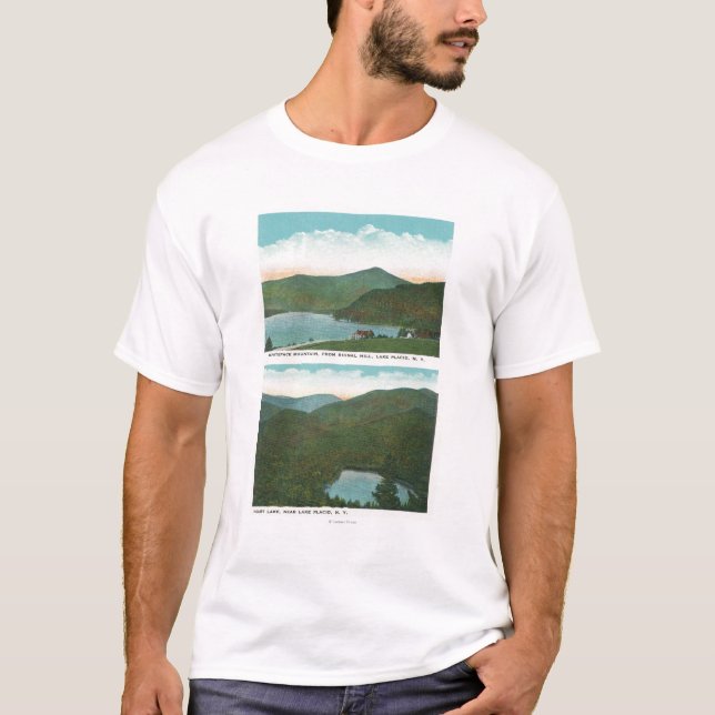 T-shirt Vue de Whiteface Mt de colline de signal, coeur (Devant)