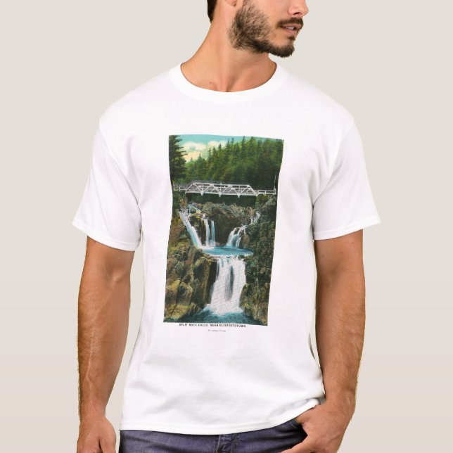 T-shirt Vue des automnes et du pont de roche de fente (Devant)
