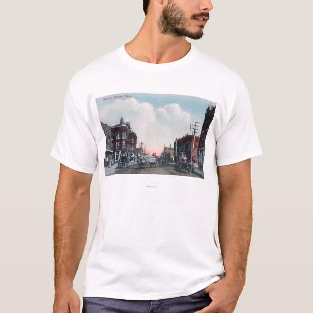 T-shirt Vue des chariots de rue principale et de cheval (Devant)