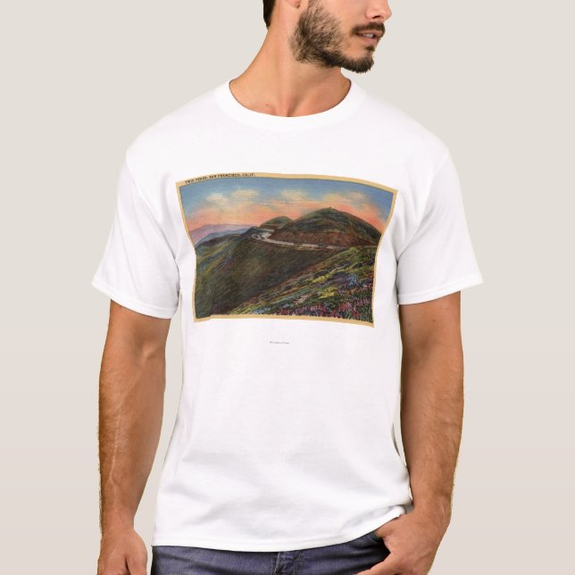 T-shirt Vue des crêtes et de la route de jumeau (Devant)