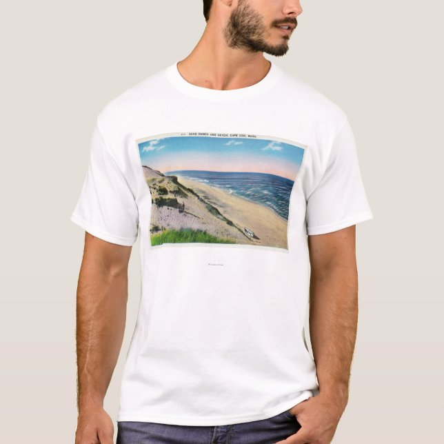 T-shirt Vue des dunes de sable et de la plage (Devant)