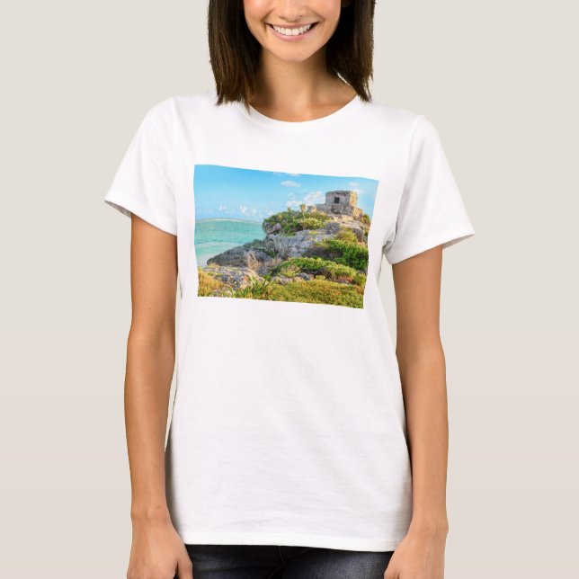 T-shirt Vue des ruines de Tulum, Dieu de temple de vents, (Devant)