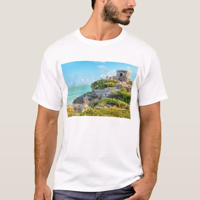 T-shirt Vue des ruines de Tulum, Dieu de temple de vents, (Devant)