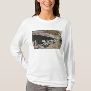 T-shirt Vue des travailleurs à la carrière d'ardoise