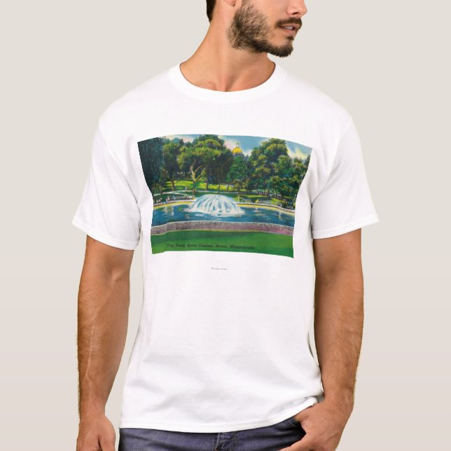 T-shirt Vue d'étang commun de grenouille de Boston (Devant)