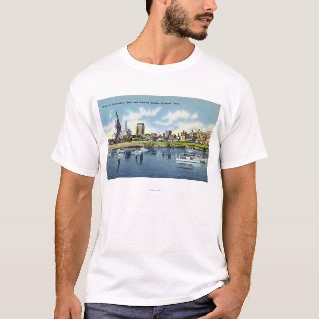 T-shirt Vue du fleuve Connecticut de l'horizon de Hartfort (Devant)
