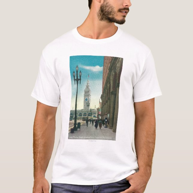 T-shirt Vue du St du marché inférieur montrant la tour de (Devant)