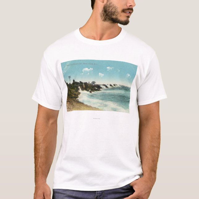 T-shirt Vue du surf et du brise-lames (Devant)