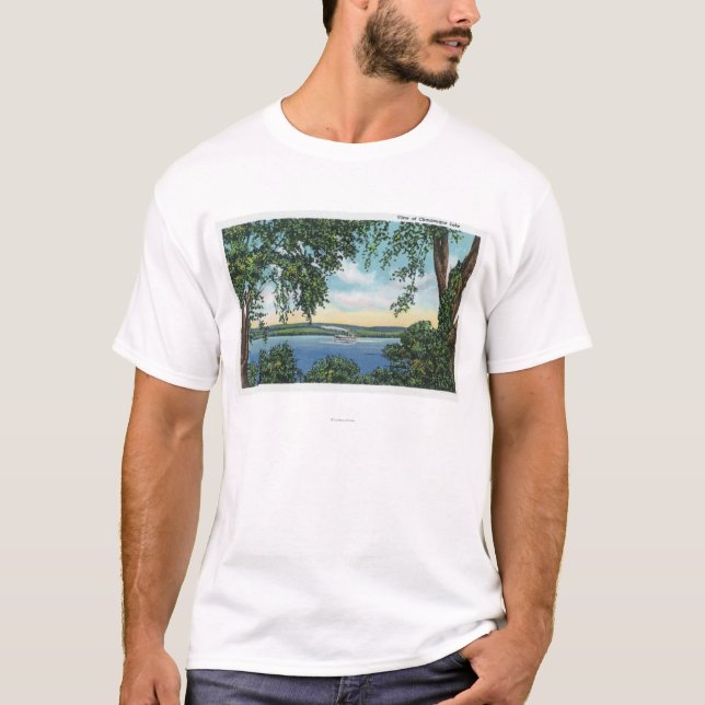T-shirt Vue d'un bateau à  vapeur sur le lac (Devant)