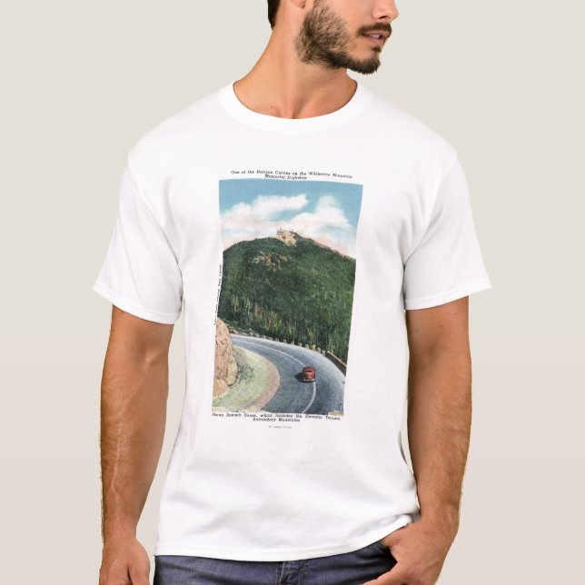 T-shirt Vue d'une courbe d'épingle à cheveux sur le Hwy (Devant)