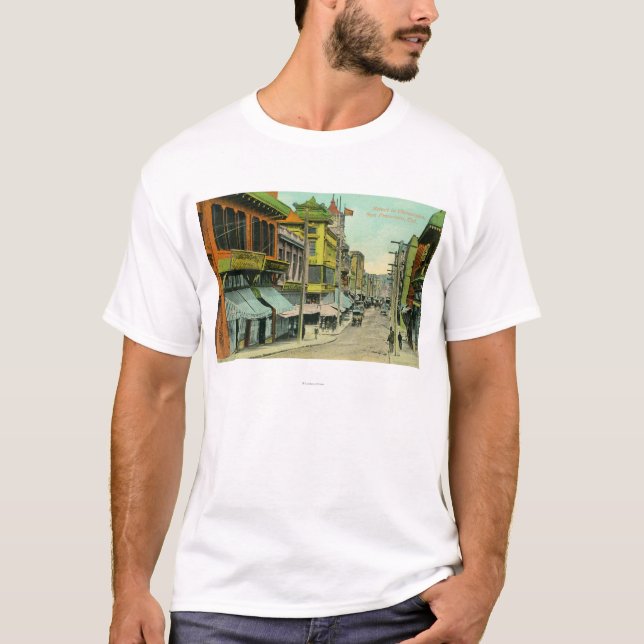T-shirt Vue d'une rue de Chinatown (Devant)
