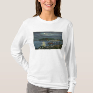 T-shirt Vue éclairée par la lune de lac, atterrissage de
