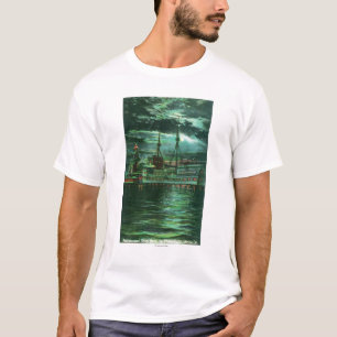 T-shirt Vue éclairée par la lune de l'hôtel de bateau de