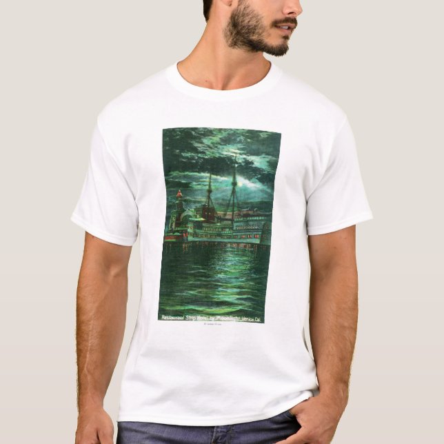 T-shirt Vue éclairée par la lune de l'hôtel de bateau de (Devant)