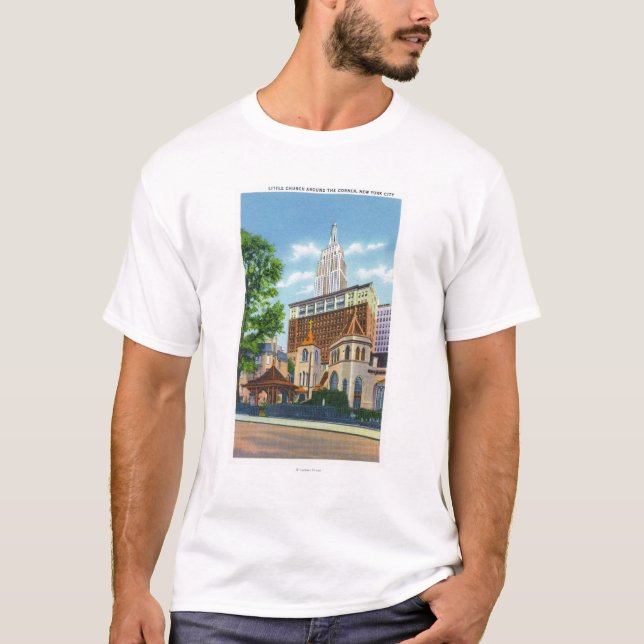 T-shirt Vue extérieure de peu d'église autour de (Devant)