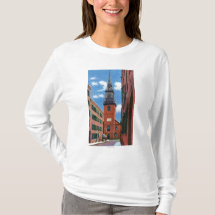 T-shirt Vue extérieure de vieille église du nord