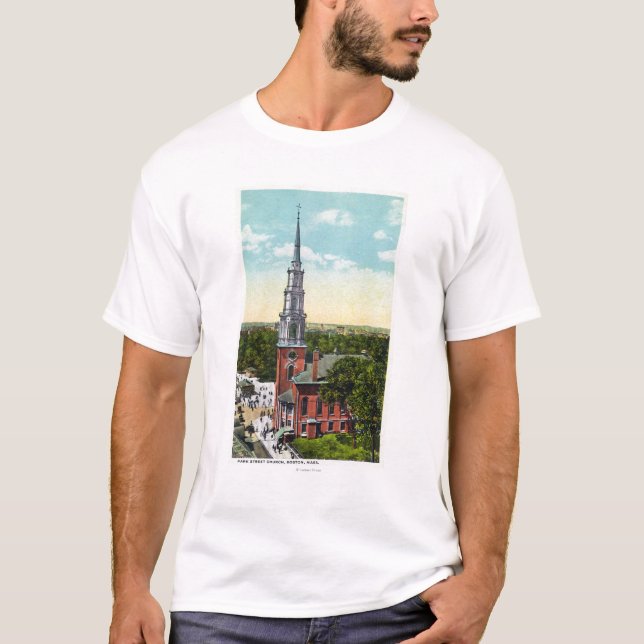 T-shirt Vue extérieure d'église de rue de parc (Devant)