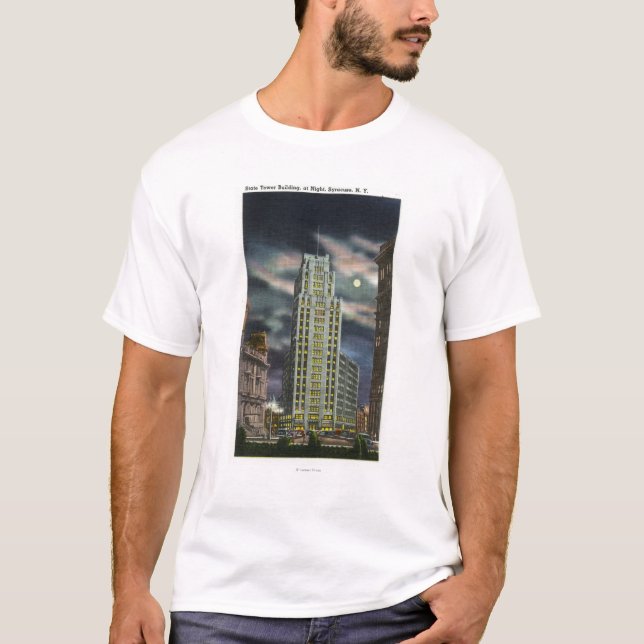 T-shirt Vue extérieure du bâtiment de tour d'état la nuit (Devant)