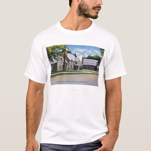 T-shirt Vue extérieure du catholique sacré de coeur (Devant)
