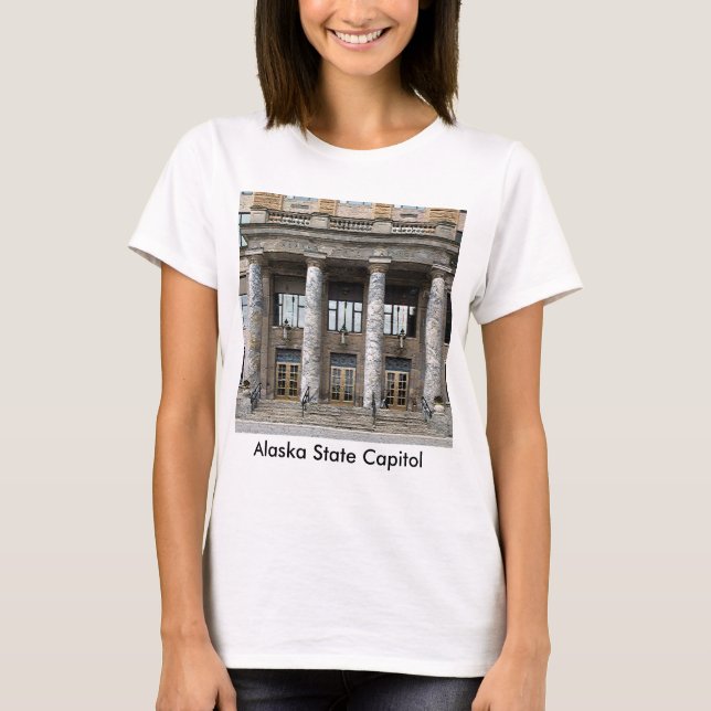 T-shirt Vue frontale du Capitole de l'état de l'Alaska à J (Devant)