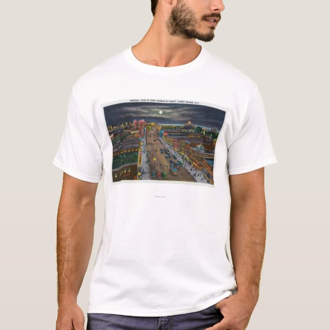 T-shirt Vue générale d'avenue de surf la nuit (Devant)