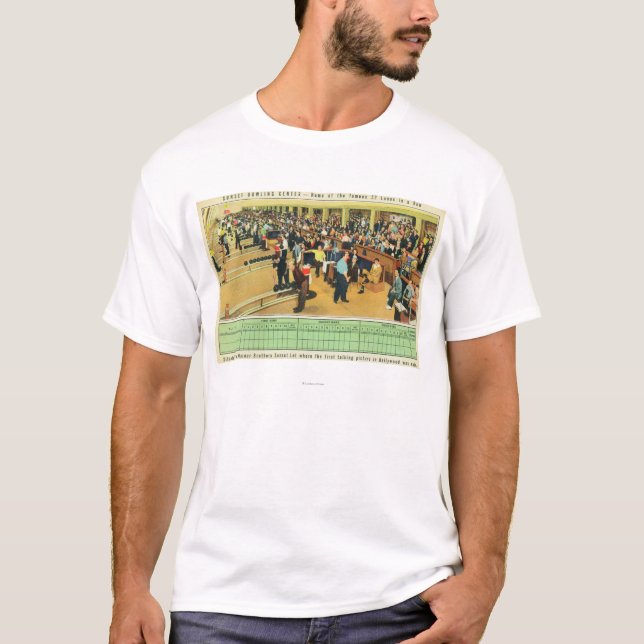 T-shirt Vue intérieure de centre de bowling de coucher du (Devant)