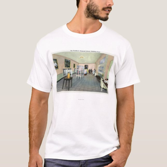 T-shirt Vue intérieure de la bibliothèque de FDR, (Devant)