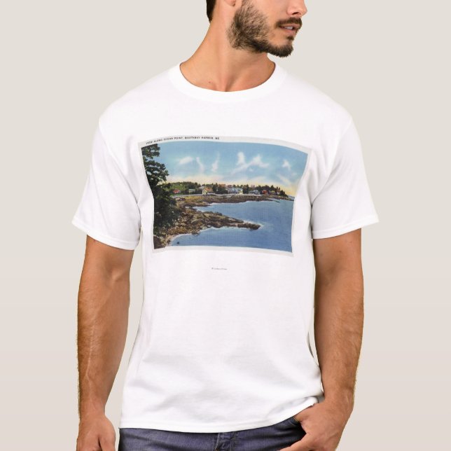 T-shirt Vue le long du point d'océan, maisons par la mer (Devant)