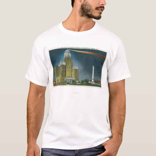 T-shirt Vue lumineuse d'hôtel de ville (Devant)