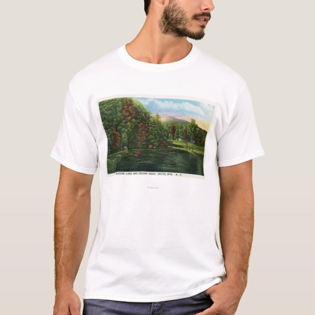 T-shirt Vue pittoresque de lac shadow et de tête indienne (Devant)