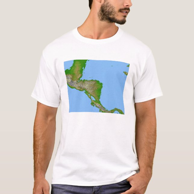 T-shirt Vue topographique de l'Amérique centrale (Devant)