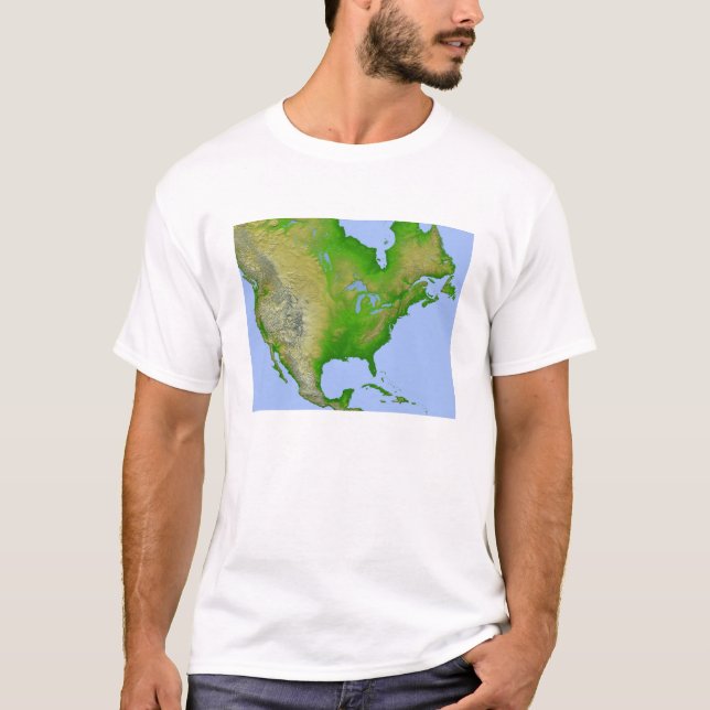 T-shirt Vue topographique de l'Amérique du Nord (Devant)