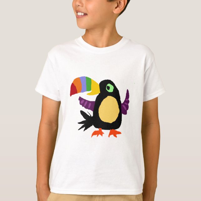 T-shirt VW art drôle de primitif d'oiseau de toucan (Devant)