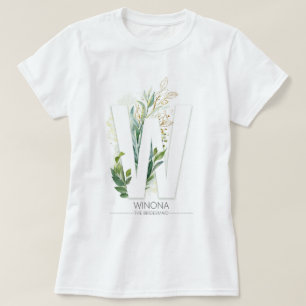 T-shirt W Monogramme Feuilles de verdure or Élégant